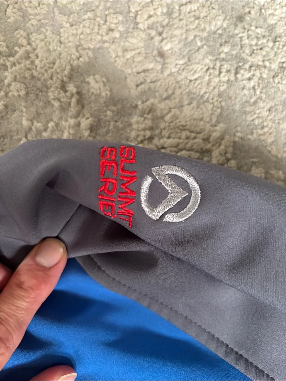 The North Face Blue and Gray Hooded Softshell Jacket Summet series fore-Tex XCR